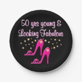 ROZE 50 JAAR JONG EN FANTASTISCH PAPIEREN BORDJE (Voorkant)