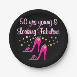 ROZE 50 JAAR JONG EN FANTASTISCH PAPIEREN BORDJE