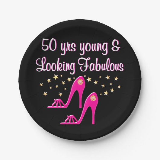 ROZE 50 JAAR JONG EN FANTASTISCH PAPIEREN BORDJE (Voorkant)