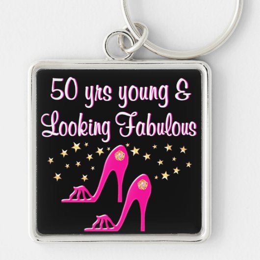 ROZE 50 JAAR JONG EN FANTASTISCH SLEUTELHANGER (Voorkant)