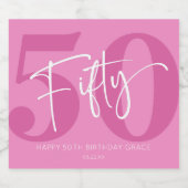 Roze 50e 50e verjaardagsfeestgeschenk sparkling wijnetiket (Enkel label)