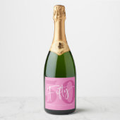 Roze 50e 50e verjaardagsfeestgeschenk sparkling wijnetiket (Voorkant)