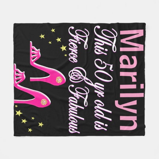  ROZE 50E VERJAARDAG GEPERSONALISEERDE DEKEN (Voorkant (Horizontaal))