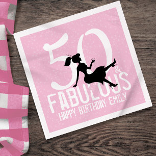 Roze 50e Verjaardag Girly Typografie Custom Servet