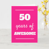 Roze 50e verjaardag Kaart (Gele Bloem)