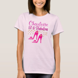 ROZE 50E VERJAARDAG SCHOEN QUEEN T SHIRT