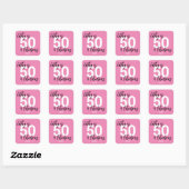 Roze 50e verjaardag Square Sticker (Vel)