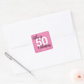 Roze 50e verjaardag Square Sticker (Envelop)