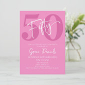 Roze 50ste 50ste verjaardagsfeestje kaart (Staand voorkant)
