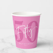 Roze 50ste 50ste verjaardagsfeestje papieren bekers (Voorkant)