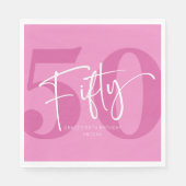 Roze 50ste 50ste verjaardagsfeestje servet (Voorkant)