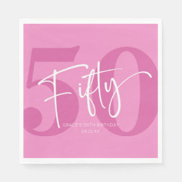 Roze 50ste 50ste verjaardagsfeestje servet