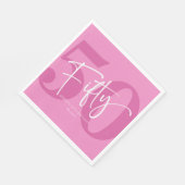 Roze 50ste 50ste verjaardagsfeestje servet (Hoek)