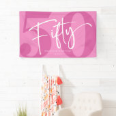 Roze 50ste 50ste verjaardagsfeestje spandoek (Insitu)