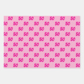 ROZE 50ste Verjaardag Aangepaste Naam Inpakpapier Vel (Voorkant)