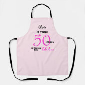 Roze 50ste verjaardag Fabulous met naam Schort (Voorkant)