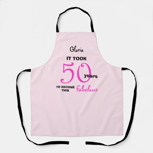 Roze 50ste verjaardag Fabulous met naam Schort (Voorkant)