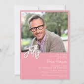 Roze 50ste verjaardag foto kaart (Voorkant)