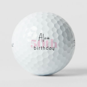 Roze 50ste verjaardag Gepersonaliseerde Titleist P Golfballen
