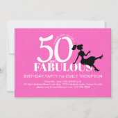 Roze 50ste Verjaardag Party Chic Custom Kaart (Voorkant)