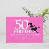 Roze 50ste Verjaardag Party Chic Custom Kaart (Staand voorkant)