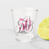 Roze 50th Birthday Typografie Shot Glass Shot Glas (Voorkant)