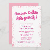 Roze 58e verjaardag uitnodigingen Sparkle Girl (Voorkant / Achterkant)