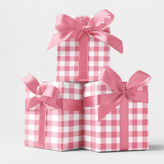 Roze 5 cm geruite check cadeaupapier