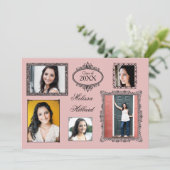 Roze 5 Lijsten/foto's - Aankondiging van Afstudeer (Staand voorkant)