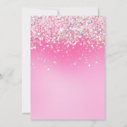 Roze 5e Verjaardag Uitnodiging Girly Pink Glitter (Achterkant)