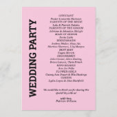 Roze 5x7 Weddenschapsprogramma Programmakaart (Achterkant)