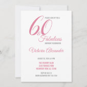 Roze 60 en Fabulous Elegant Script Verjaardag Kaart (Voorkant)