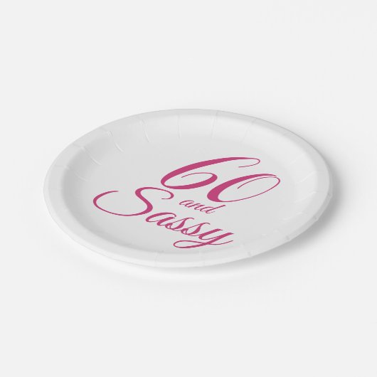 Roze 60 en Sassy Verjaardagsfeestje Papieren Bordje (Gekanteld)