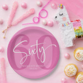 Roze 60e 60e verjaardagsfeestje papieren bordje (Feest)