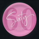 Roze 60e 60e verjaardagsfeestje papieren bordje<br><div class="desc">Dit is een roze zestigste zestigste verjaardagsfeestje papieren Borden!</div>