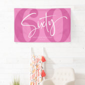 Roze 60e 60e verjaardagsfeestje spandoek (Insitu)