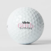 Roze 60e verjaardag Aangepaste naam Titleist Pro V Golfballen (Voorkant)