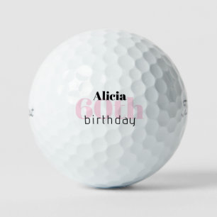 Roze 60e verjaardag Aangepaste naam Titleist Pro V Golfballen
