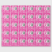 Roze 60e verjaardag, die 60 aangepaste foto is cadeaupapier (Vlak)
