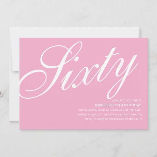 Roze 60e verjaardag Uitnodigingen (Voorkant)