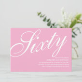 Roze 60e verjaardag Uitnodigingen (Staand voorkant)