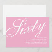 Roze 60e verjaardag Uitnodigingen (Voorkant / Achterkant)