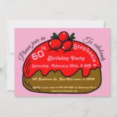 Roze 60e verjaardagsfeestje chocolade donut desser kaart (Voorkant)