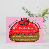 Roze 60e verjaardagsfeestje chocolade donut desser kaart (Staand voorkant)