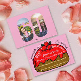 Roze 60e verjaardagsfeestje chocolade donut desser kaart