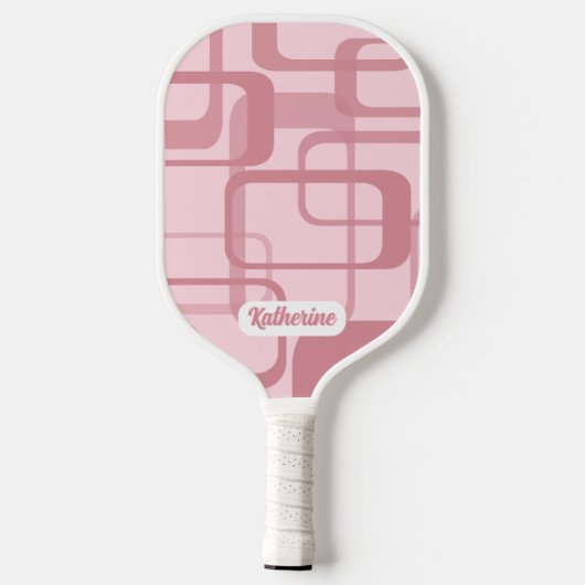 Roze 60's 70's Abstracte Patroonnaam Pickleball Paddle (Achterkant)