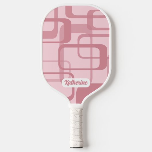 Roze 60's 70's Abstracte Patroonnaam Pickleball Paddle (Voorkant)