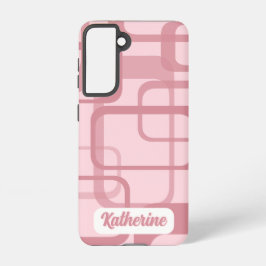 Roze 60's 70's Abstracte Patroonnaam Samsung Galaxy Hoesje