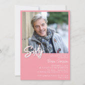 Roze 60ste verjaardag foto kaart (Voorkant)