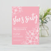 Roze 60ste verjaardag kaart (Staand voorkant)